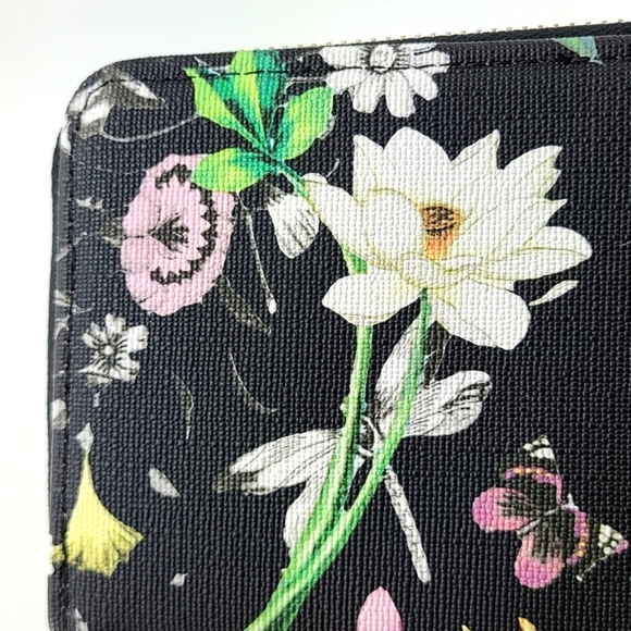 Dasein Continental Zip Around Black Multi Colour Floral Wallet Clutch  Wristlet - Picture 5 of 13
